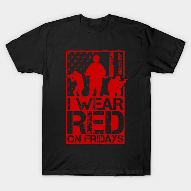 I Wear Red On Fridays US Flag Military Army T-Shirt by tobzz